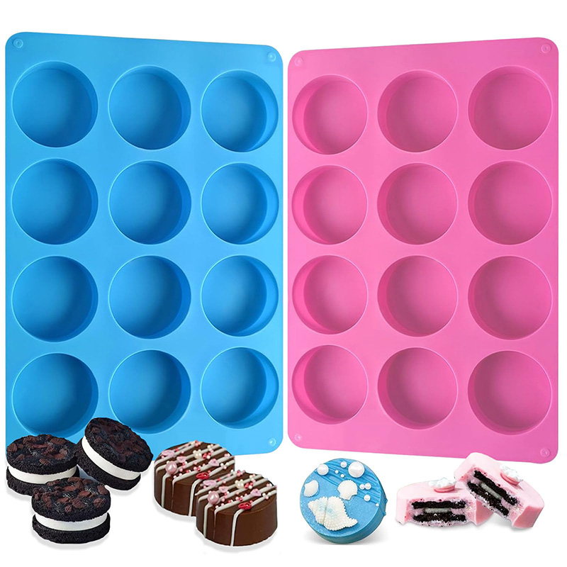 Soap Making Kits - Round Silicone Molds 12-Cavity Cylinder Chocolate