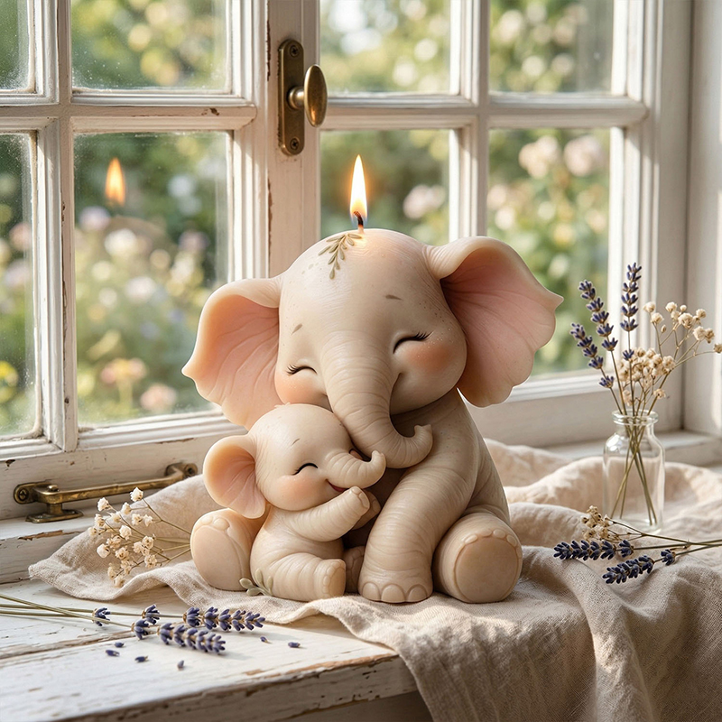 Soap Making Kit For Kids - Cute Sitting Elephant Silicone Candle Mold